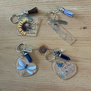 Handmade set of 4 acrylic keychains!  Brand New!